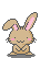 a gif of a brown pixel art rabbit hapily jumping up and down